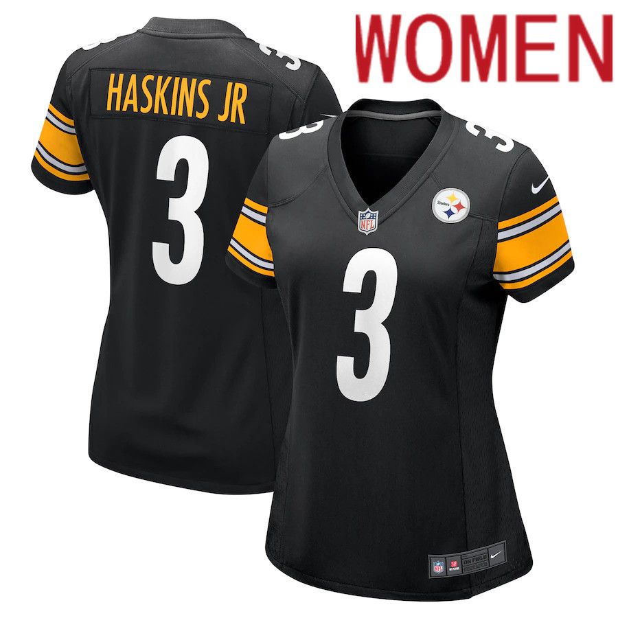 Women Pittsburgh Steelers #3 Dwayne Haskins Nike Black Game NFL Jersey